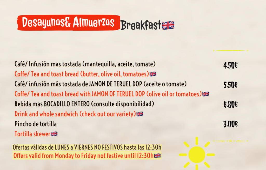 Desayunos y almuerzos